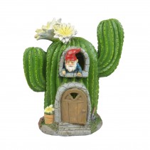 7.5 Inch H Polyresin Solar LED Light Cactus House