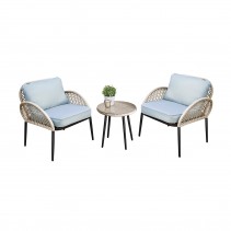3PC ROPE WICKER CUSH CHAT SET GREY