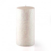 3 x 6 Inch Metallic White Glitter Pillar Candle (12pcs/Case) Bulk