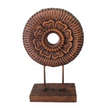 Antique Brown Cricle Decor On Stand