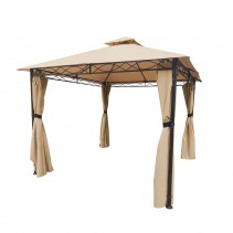 10FT X 10FT WITH 2-TIER SOFT TOP GAZEBO/DARK TAN COLOR