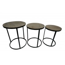 WOODEN METAL FLOWER STAND S/3