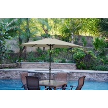 6.5FT x 10FT Aluminum Patio Market Umbrella Tilt with Crank - Black Pole
