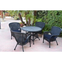 5pc Windsor Black Wicker Dining Set With Cushions