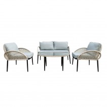4PC ROPE WICKER CUSH SEATING SET GREY