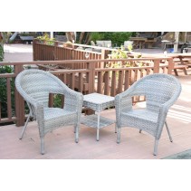 Set of 3 Grey Resin Wicker Clark Single Chair without Cushion and End Tsble