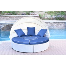 All-Weather White Wicker Sectional Daybed With Cushions