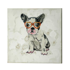 20 Inch Playful Puppy with Glasses Canvas Art