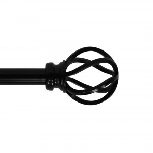 Sophie Adjustable Single Curtain Rod 28 Inch to 48 Inch-Black