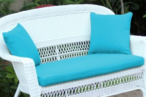 Sky Blue Loveseat Cushion with Pillows