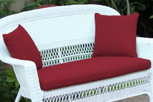 Red Loveseat Cushion with Pillows