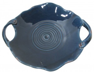 Blue Ceramic Plate with Blue Handle