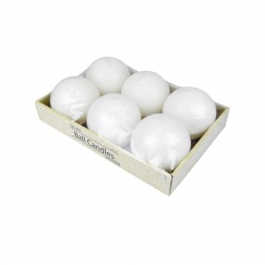 3 Inch White Ball Candles (6pc/Box)