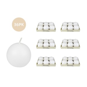 3 Inch White Ball Candles (36pcs/Case) Bulk