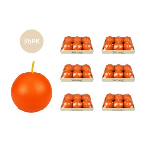 3 Inch Orange Ball Candles (36pcs/Case) Bulk