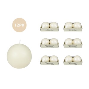 4 Inch Pale Ivory Ball Candles (12pcs/Case) Bulk