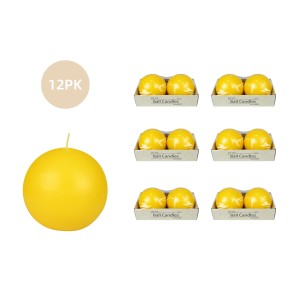 4 Inch Yellow Ball Candles (12pcs/Case) Bulk
