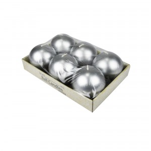 3 Inch Metallic Silver Ball Candles (6pc/Box)