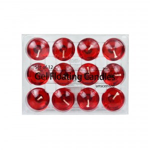 1.75 Inch Clear Red Gel Floating Candles (12pc/Box)