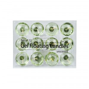 1.75 Inch Clear Sage Green Gel Floating Candles (12pc/Box)