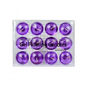 1.75 Inch Clear Purple Gel Floating Candles (12pc/Box)