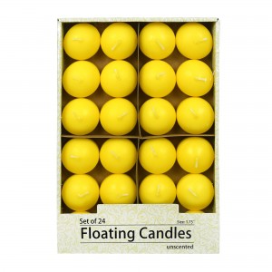 1 3/4 Inch Yellow Floating Candles (24pc/Box)