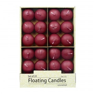 1 3/4 Inch Burgundy Floating Candles (144pcs/Case) Bulk