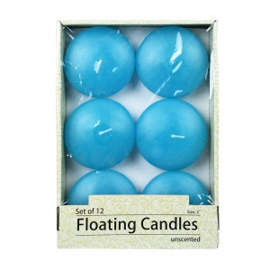 3 Inch Turquoise Floating Candles (12pc/Box)