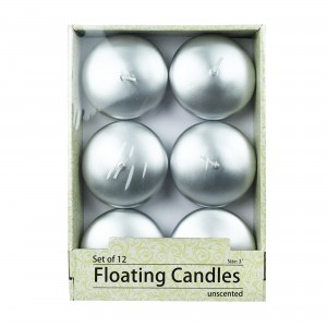3 Inch Metallic Silver Floating Candles (72pcs/Case) Bulk