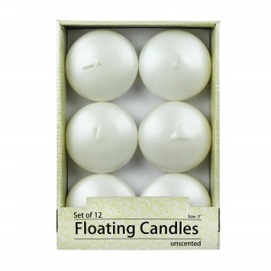 3 Inch Pearl White Floating Candles (12pc/Box)
