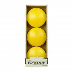 4 Inch Yellow Floating Candles (3pc/Box)