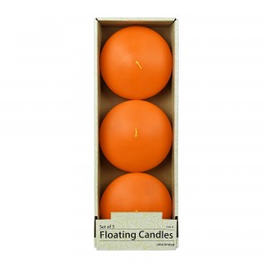 4 Inch Orange Floating Candles (3pc/Box)