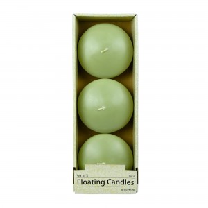 4 Inch Sage Green Floating Candles (3pc/Box)