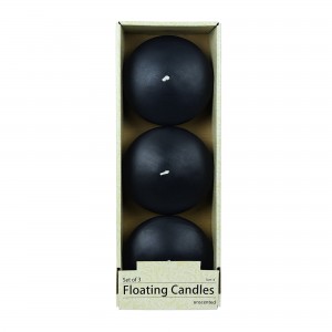 4 Inch Black Floating Candles (24pcs/Case) Bulk