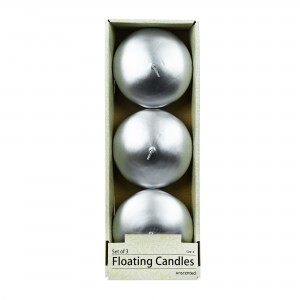 4 Inch Metallic Silver Floating Candles (3pc/Box)