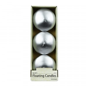 4 Inch Metallic Silver Floating Candles (24pcs/Case) Bulk
