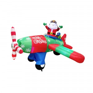 8FT Long Inflatable Santa Flies A Plane