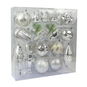 36 Pcs Mix Christmas Ornament-Silver Ans White