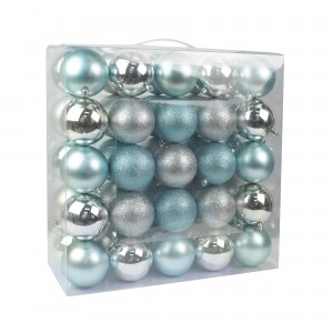 Combo 50Pk 3 Inch  Shiny Glitter Square-Silver/Blue Christmas Ornament