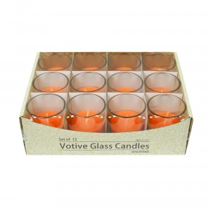 Orange Round Glass Votive Candles (96pcs/Case) Bulk