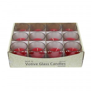 Red Round Glass Votive Candles (96pcs/Case) Bulk