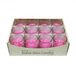 Hot Pink Round Glass Votive Candles (96pcs/Case) Bulk