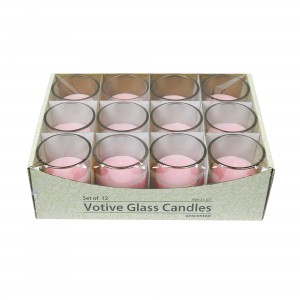 Light Rose Round Glass Votive Candles (96pcs/Case) Bulk