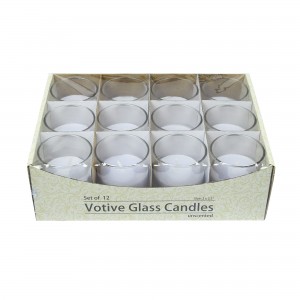 Lavender Round Glass Votive Candles (12pc/Box)