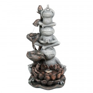 31 Inch Yoga Frogs Fountain with Led Light