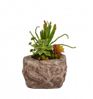 Floral arrangement with resin pot