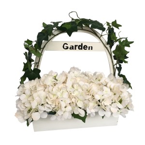 16.5 Inch Hydrangea with wooden pot