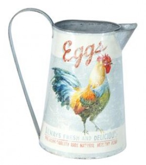 watering can with rooster pattern