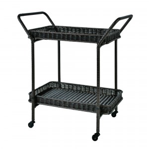 Espresso Wicker Serving Cart