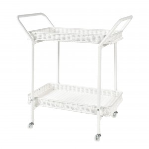 White Wicker Serving Cart